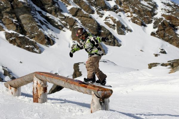 Junior Ripper sliding a rail in  the Stash at The Remarkables